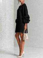 Mini vestido de lino premium negro de Cero Love Studio