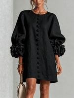 Mini vestido de lino premium negro de Cero Love Studio
