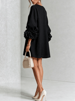 Mini vestido de lino premium negro de Cero Love Studio
