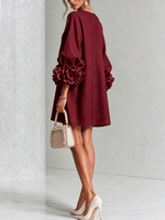 Mini vestido de lino premium rojo vino de Cero Love Studio