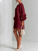 Mini vestido de lino premium rojo vino de Cero Love Studio
