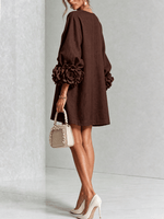 Mini vestido de lino premium marron de Cero Love Studio
