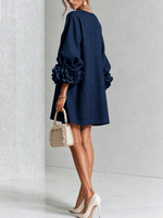 Mini vestido de lino premium azul de Cero Love Studio