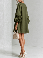 Mini vestido de lino premium verde oscuro de Cero Love Studio