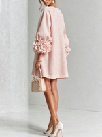 Mini vestido de lino premium rosa de Cero Love Studio