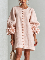 Mini vestido de lino premium rosa de Cero Love Studio