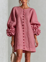 Mini vestido de lino premium rosa de Cero Love Studio