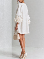 Mini vestido de lino premium blanco de Cero Love Studio