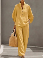 Maribel | Conjunto de lino estilo ancho