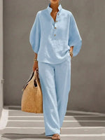 Maribel | Conjunto de lino estilo ancho
