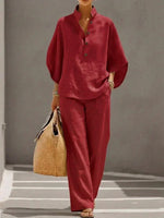Maribel | Conjunto de lino estilo ancho