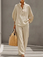 Maribel | Conjunto de lino estilo ancho
