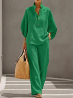 Maribel | Conjunto de lino estilo ancho